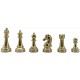 Classic Chess Set Handmade Pieces and Natural Solid Wooden Chess Board with Pearl Design Around Board and Drawers Storage Inside (Gold-Silver)