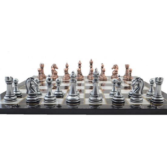 Classic Antique Copper Chess Set for Adults,Handmade Pieces and Marble Design Wood Chess Board King 2.96 inc Classic Antique Copper Chess Set for Adults,Handmade Pieces and Marble Design Wood Chess Board King 2.96 inc