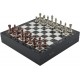Antique Copper Classic Metal Chess Set for Adults,Handmade Pieces and Different Design Wooden Chess Board with Storage