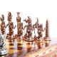 Metal Egyptian Chess Set Antique and Handmade Solid Wood Chested Chess Board