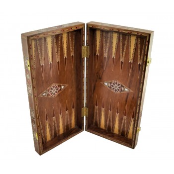 Handmade, Solid Wood, Mother of Pearl, Walnut, Big Backgammon