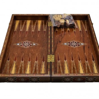 Handmade, Solid Wood, Pearlescent, Rose, Big Backgammon