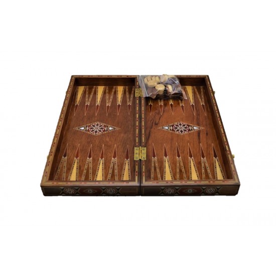 Handmade, Solid Wood, Pearlescent, Rose, Big Backgammon