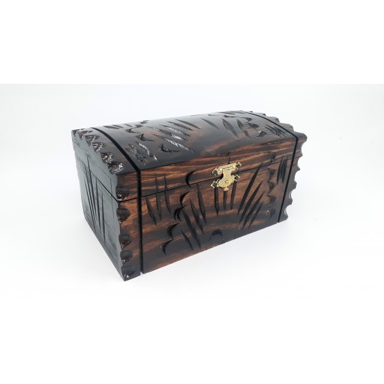 Traditional Turkish Hand Carved Wooden Jewelry Box, Wooden Trunk, Wooden Box, Handmade Jewelry Box