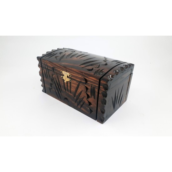 Traditional Turkish Hand Carved Wooden Jewelry Box, Wooden Trunk, Wooden Box, Handmade Jewelry Box